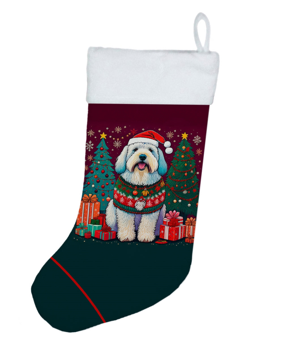 DAC1140CS 18 x 13.5 in. Unisex Old English Sheepdog Polyester Christmas Stocking