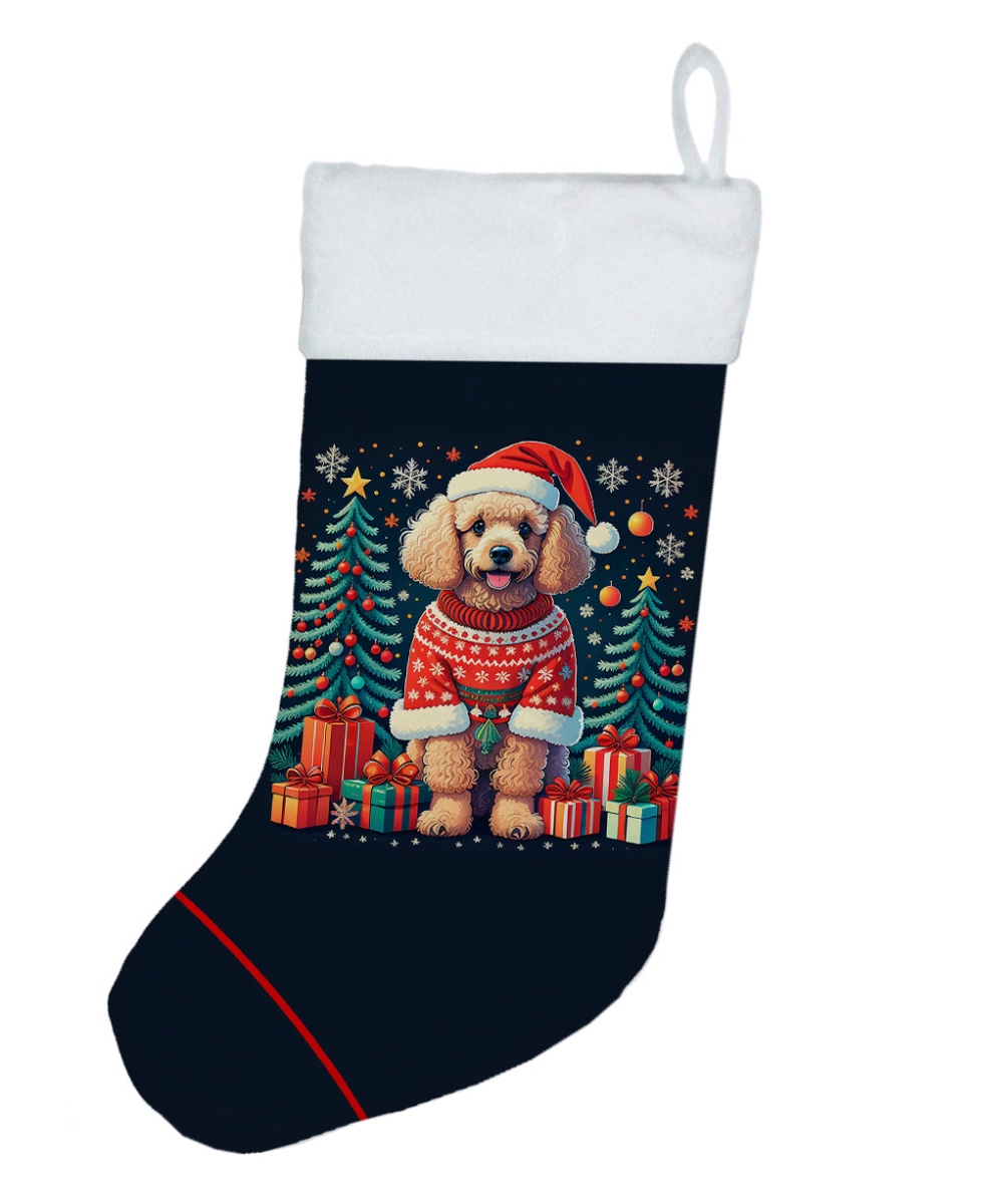 18 x 13.5 in. Unisex Apricot Toy Poodle Polyester Christmas Stocking
