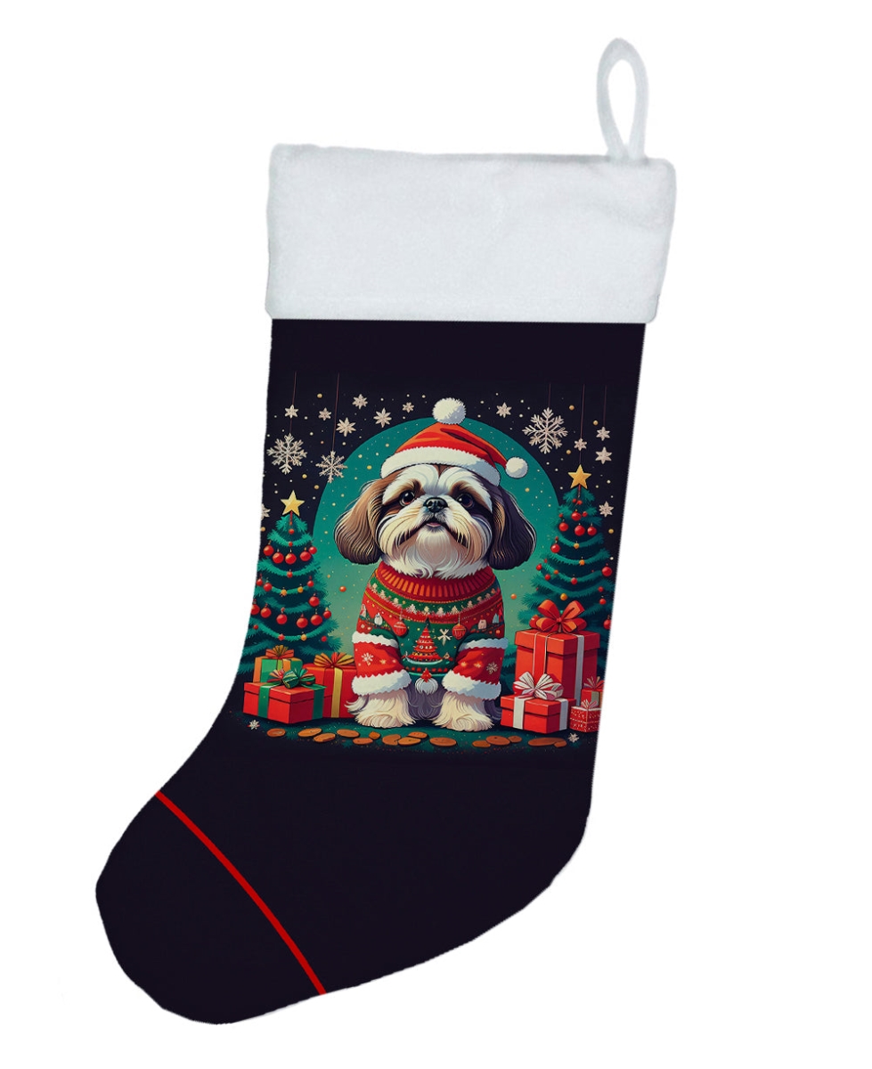 18 x 13.5 in. Unisex Shih Tzu Polyester Christmas Stocking