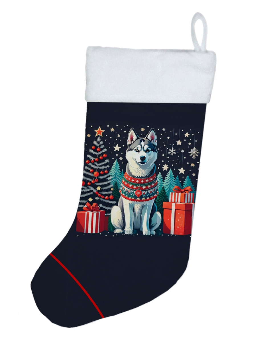 18 x 13.5 in. Unisex Siberian Husky Polyester Christmas Stocking