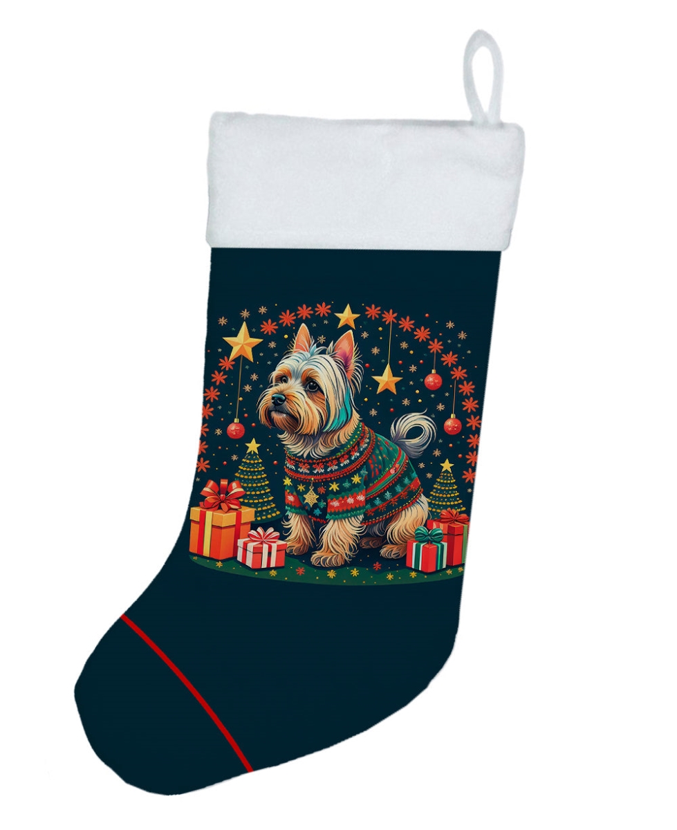 18 x 13.5 in. Unisex Silky Terrier Polyester Christmas Stocking