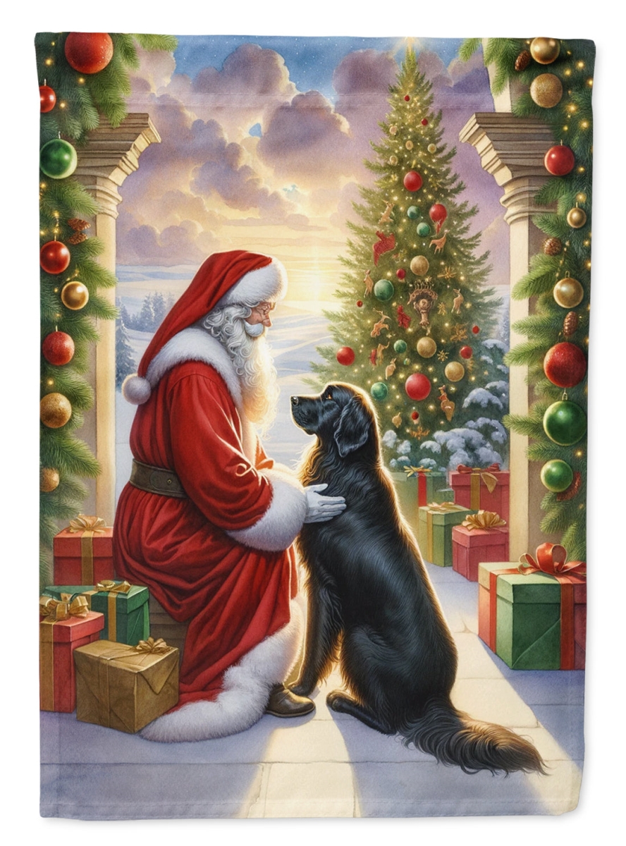 DAC4111GF 15.5 x 11.25 in. Unisex Flat-Coated Retriever & Santa Claus Polyester Fabric Garden Flag
