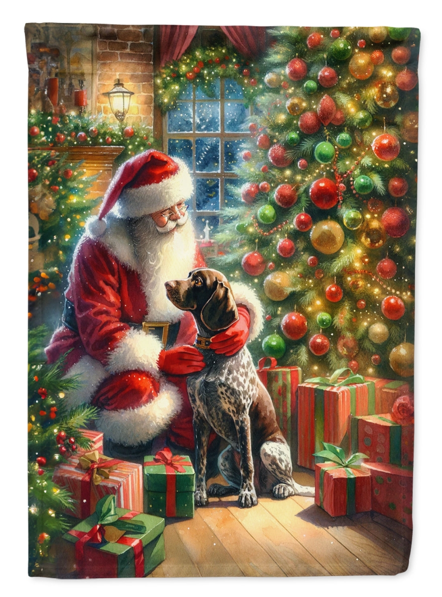 15.5 x 11.25 in. Unisex German Shorthaired Pointer & Santa Claus Polyester Fabric Garden Flag