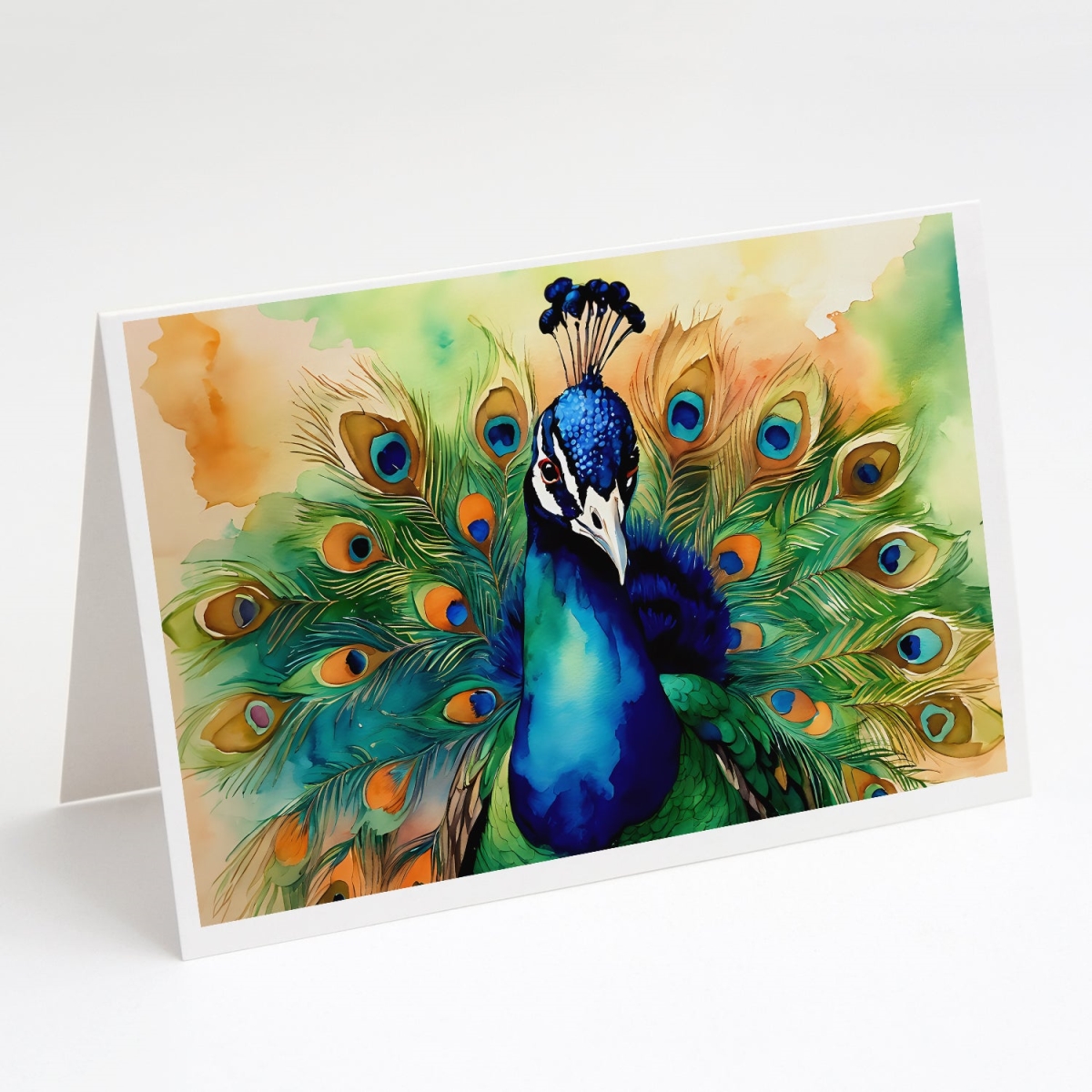 5 x 7 in. Unisex Peacock Greeting Cards - Pack of 8