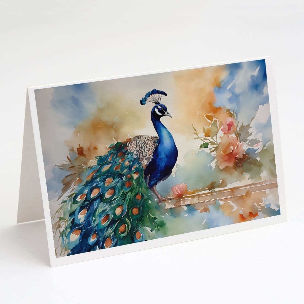 5 x 7 in. Unisex Peacock Greeting Cards - Pack of 8