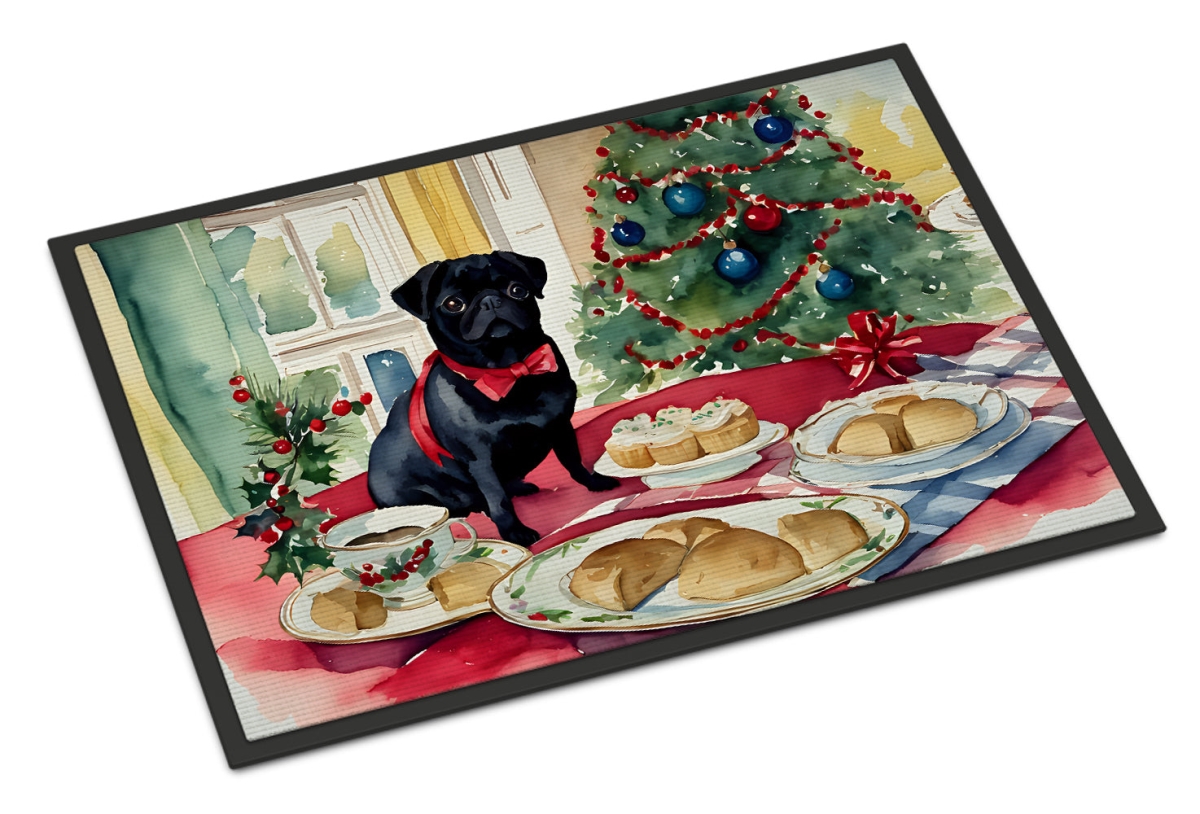 DAC3871MAT 18 x 27 in.  Pug Christmas Cookies Doormat