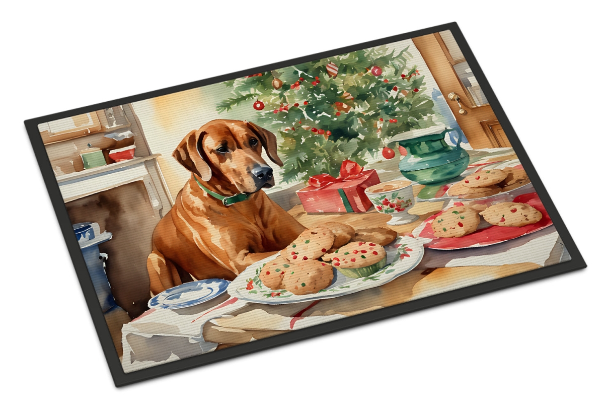 DAC3875MAT 18 x 27 in.  Rhodesian Ridgeback Christmas Cookies Doormat