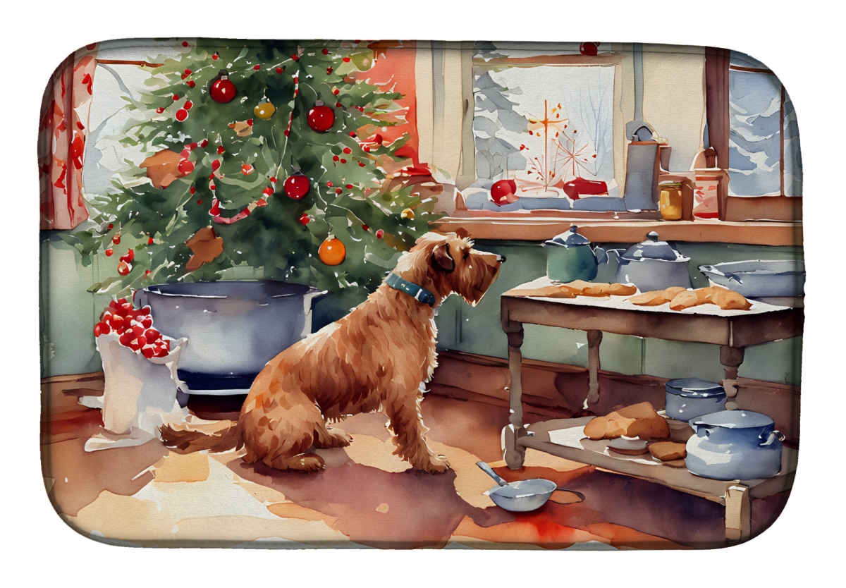 21 x 14 in. Unisex Airedale Terrier Christmas Cookies Dish Drying Mat