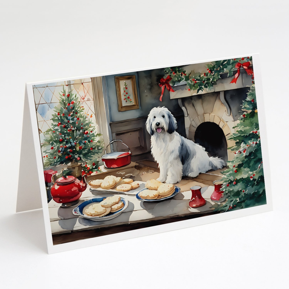 DAC3860GCA7P 5 x 7 in. Unisex Old English Sheepdog Christmas Cookies Greeting Cards - Pack of 8