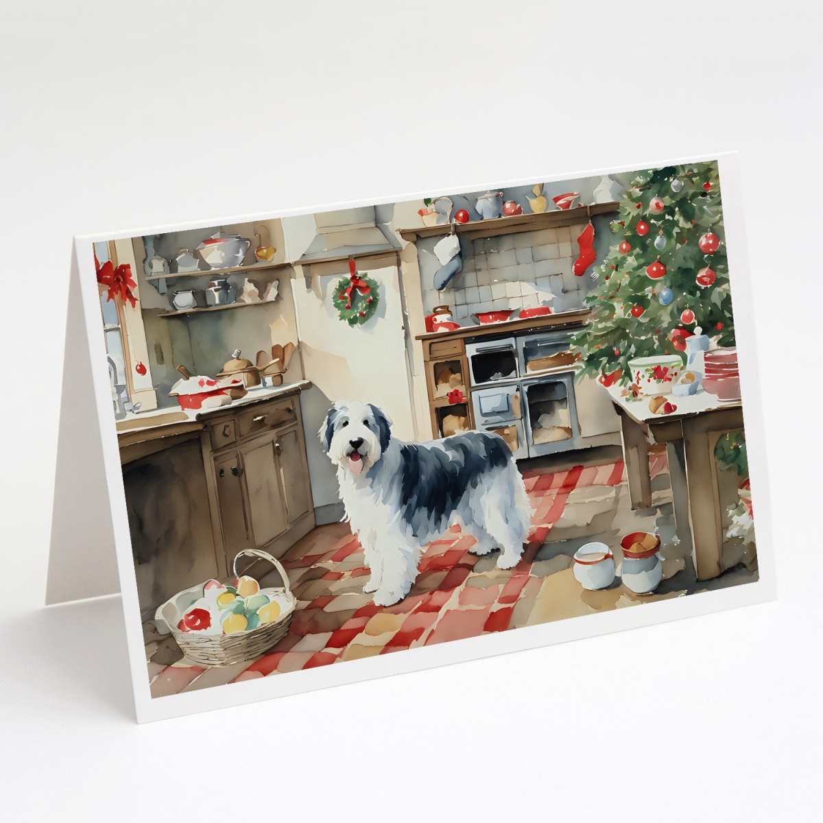 DAC3861GCA7P 5 x 7 in. Unisex Old English Sheepdog Christmas Cookies Greeting Cards - Pack of 8