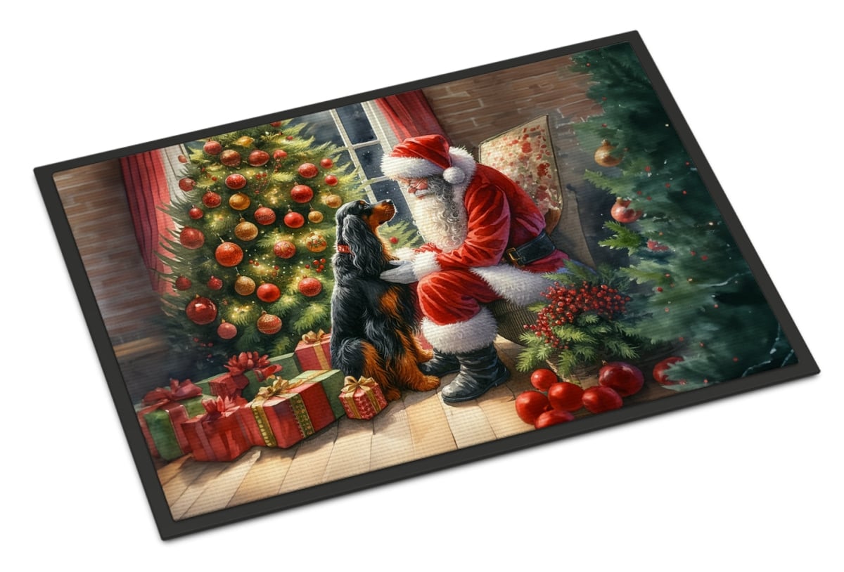 24 x 36 in. Unisex Gordon Setter & Santa Claus Doormat