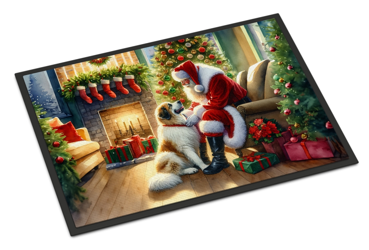 24 x 36 in. Unisex Great Pyrenees & Santa Claus Doormat