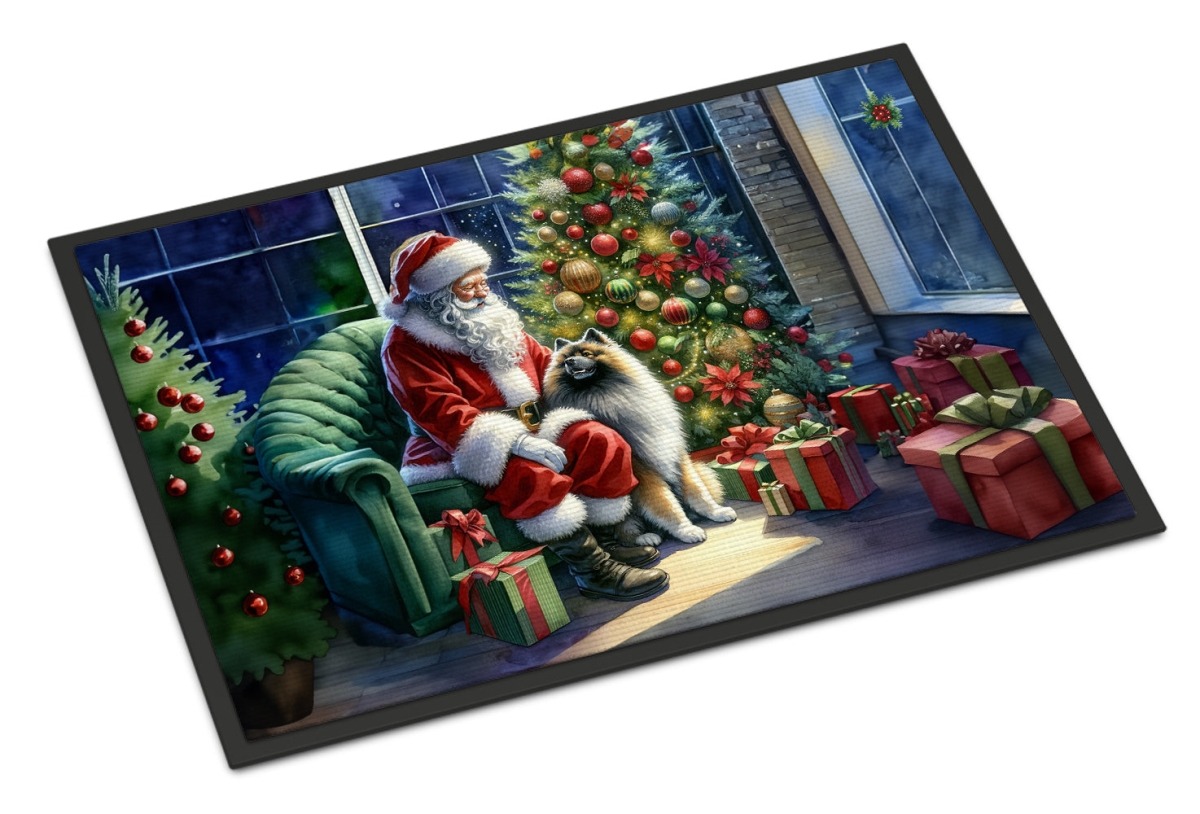 24 x 36 in. Unisex Keeshond & Santa Claus Doormat
