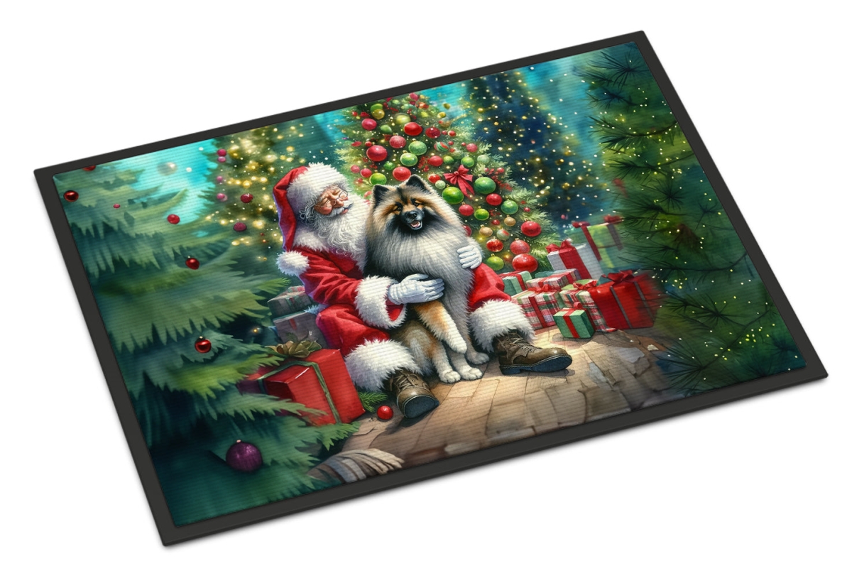 24 x 36 in. Unisex Keeshond & Santa Claus Doormat