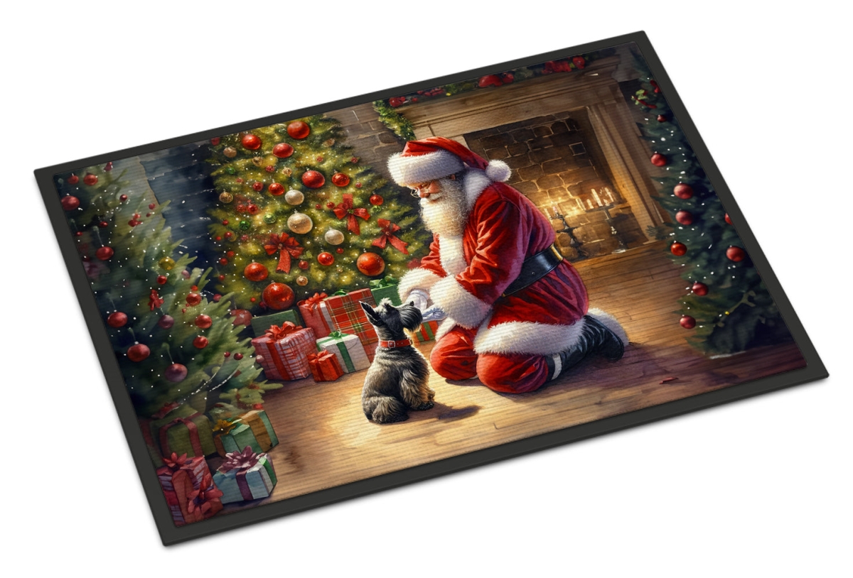 DAC4155JMAT 24 x 36 in.  Scottish Terrier & Santa Claus Doormat