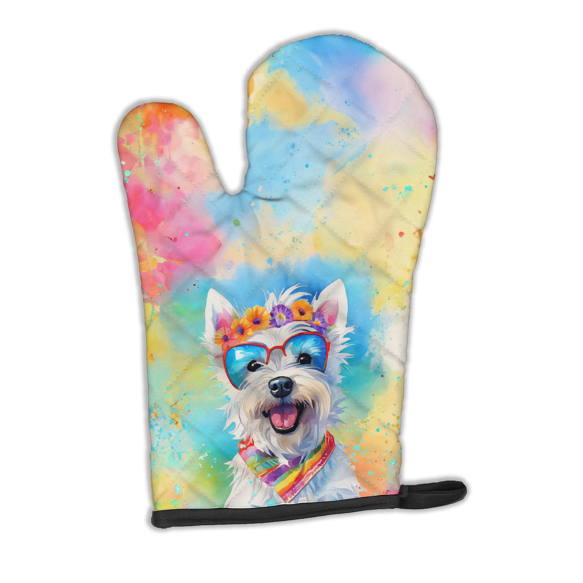 12 x 8.5 in. Unisex Westie Hippie Dawg Polyester Oven Mitt