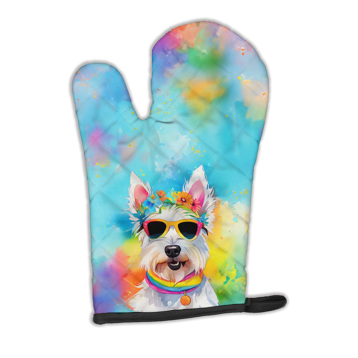 12 x 8.5 in. Unisex Westie Hippie Dawg Polyester Oven Mitt