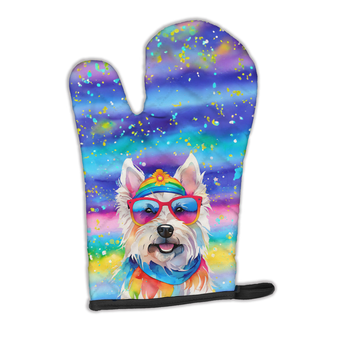 12 x 8.5 in. Unisex Westie Hippie Dawg Polyester Oven Mitt
