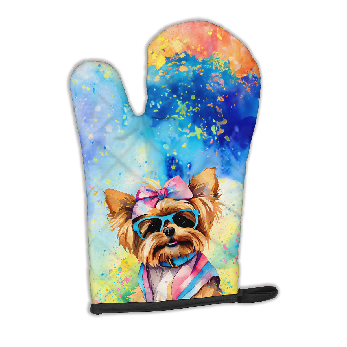 12 x 8.5 in. Unisex Yorkshire Terrier Hippie Dawg Polyester Oven Mitt