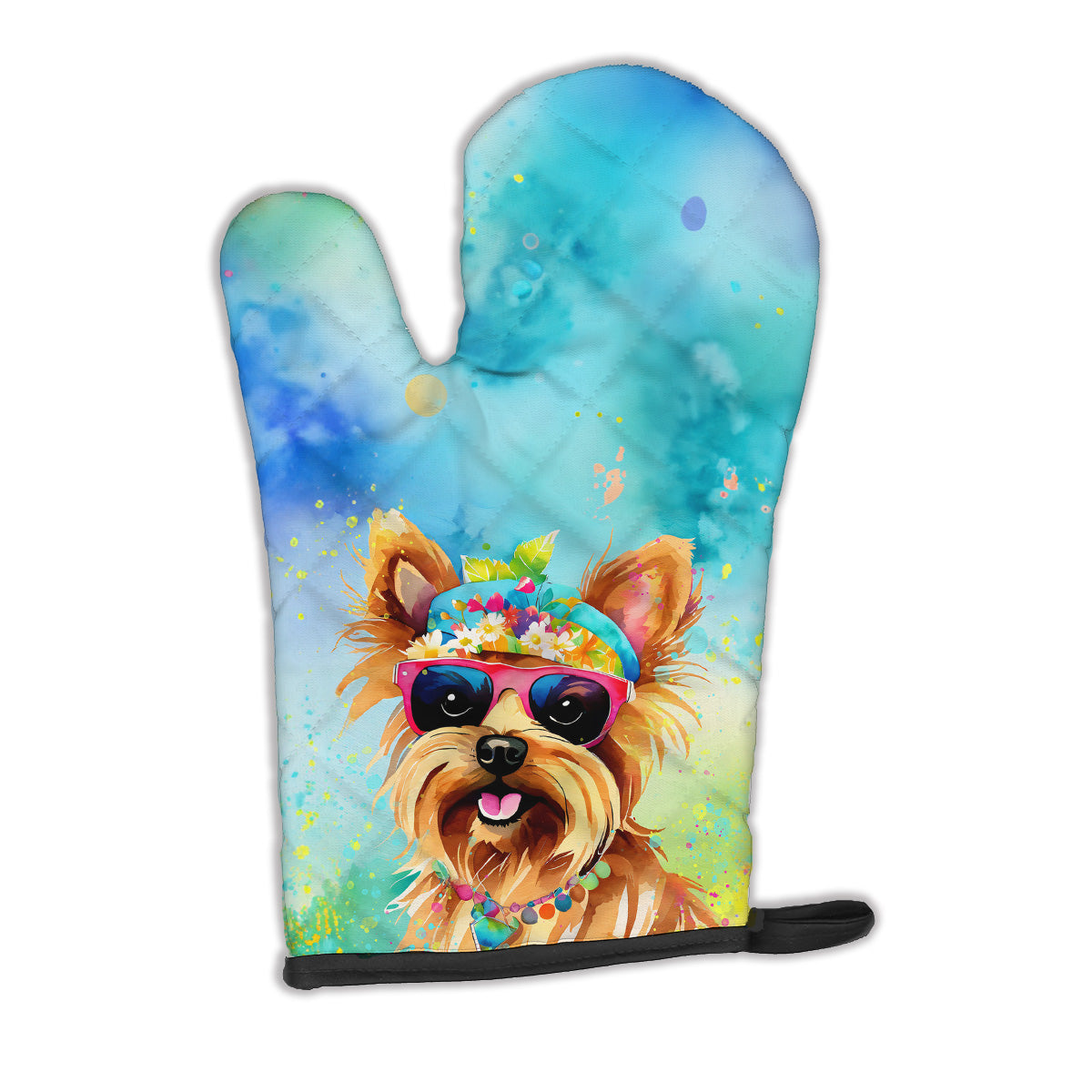 12 x 8.5 in. Unisex Yorkshire Terrier Hippie Dawg Polyester Oven Mitt