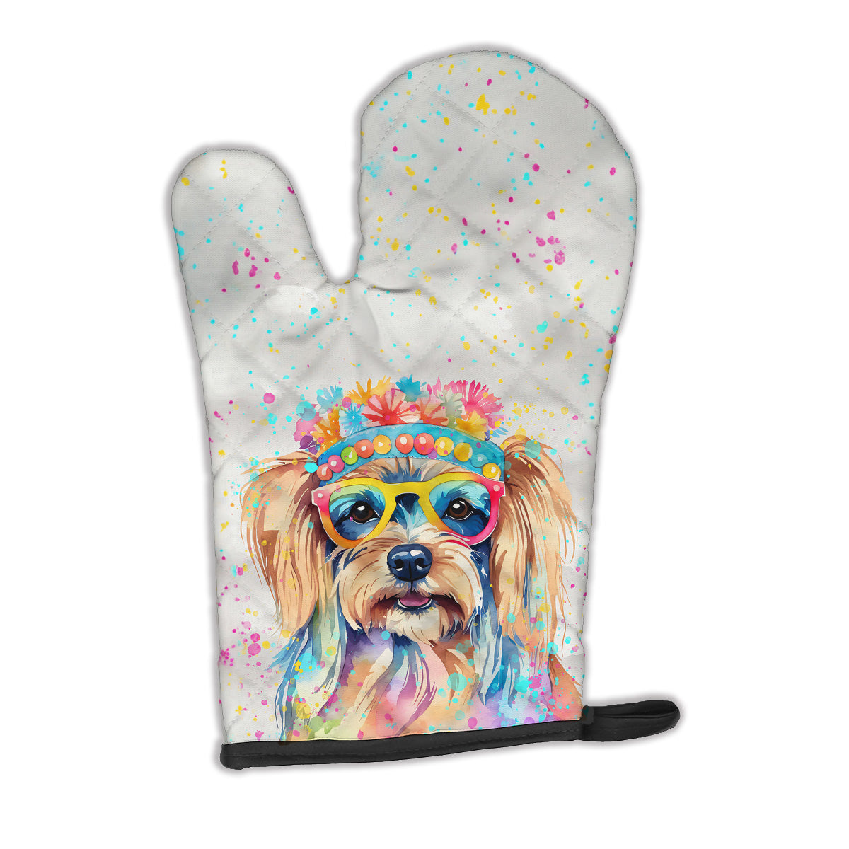 12 x 8.5 in. Unisex Yorkshire Terrier Hippie Dawg Polyester Oven Mitt