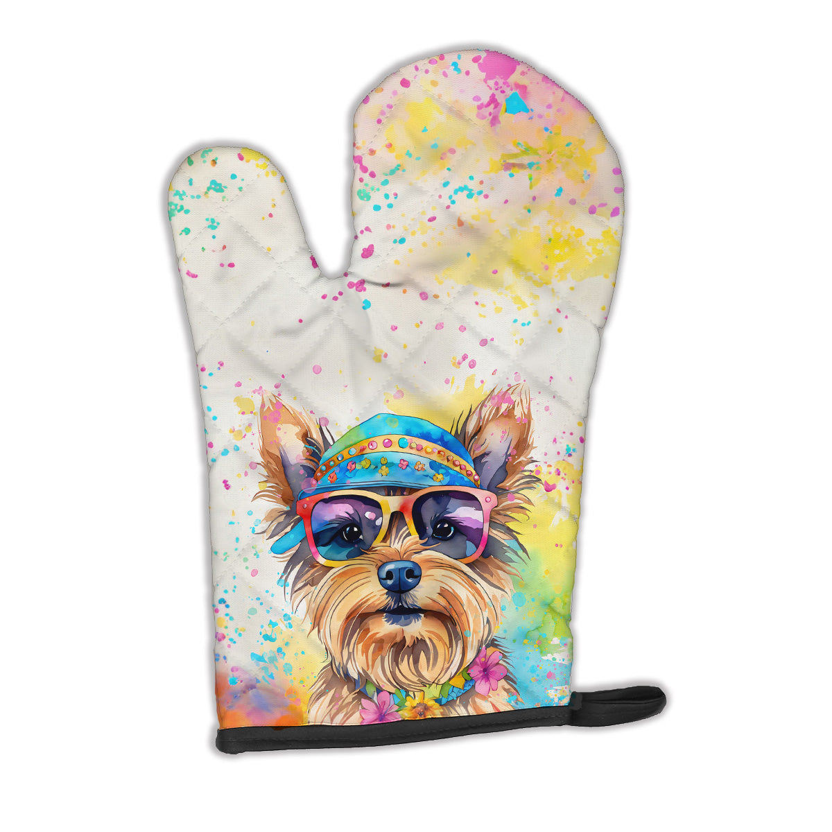 12 x 8.5 in. Unisex Yorkshire Terrier Hippie Dawg Polyester Oven Mitt