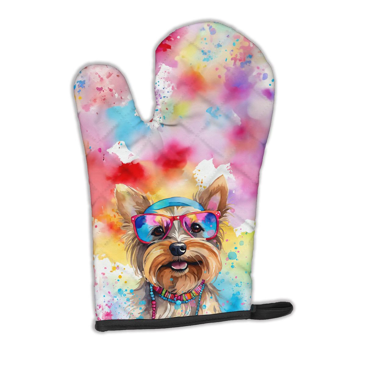 12 x 8.5 in. Unisex Yorkshire Terrier Hippie Dawg Polyester Oven Mitt