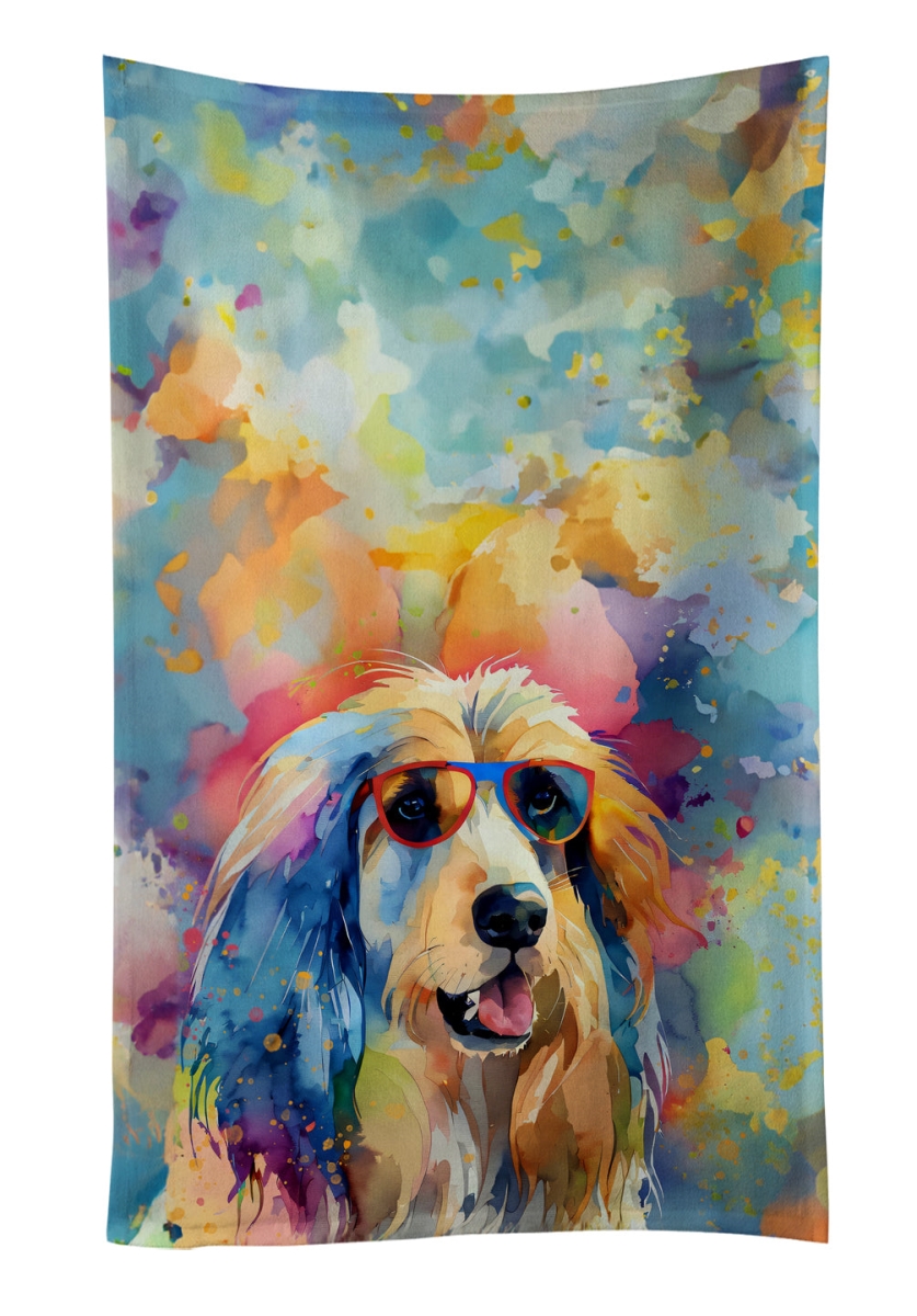 25 x 15 in. Afghan Hound Hippie Dawg Kitchen Towel