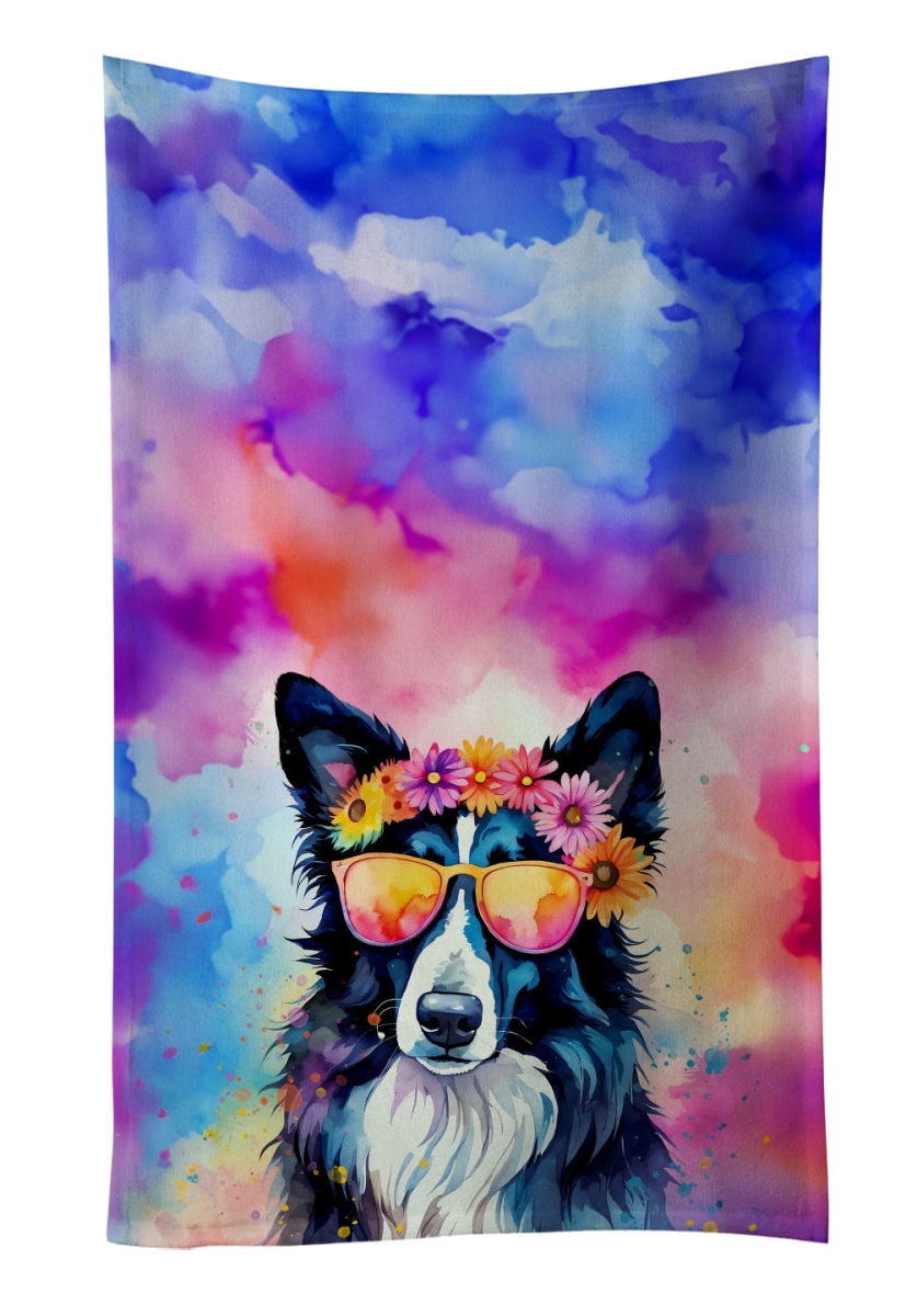 25 x 15 in. Border Collie Hippie Dawg Kitchen Towel