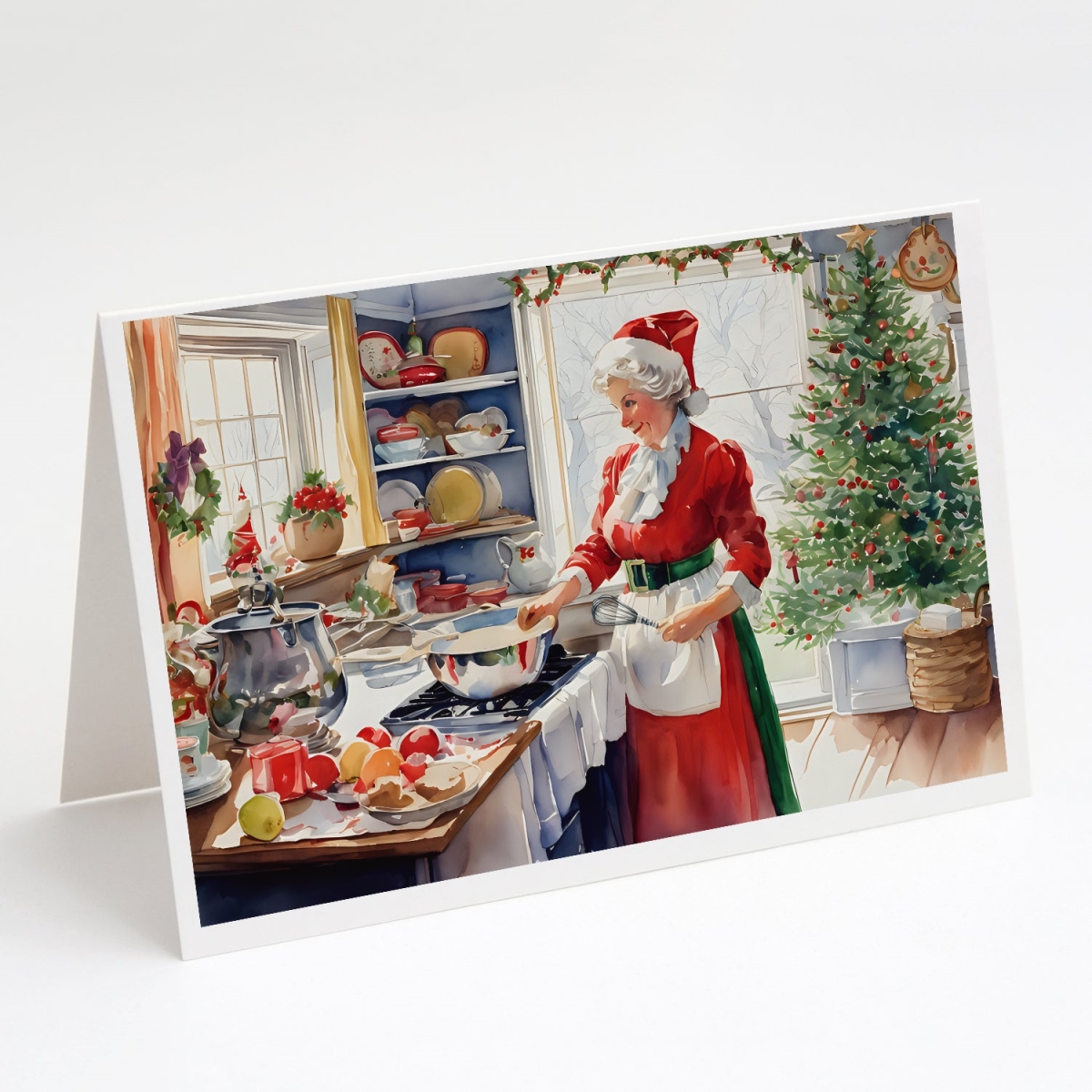 DAC3301GCA7P 5 x 7 in. Unisex Cookies with Santa Claus Mrs. Claus Greeting Cards - Pack of 8 -  Carolines Treasures