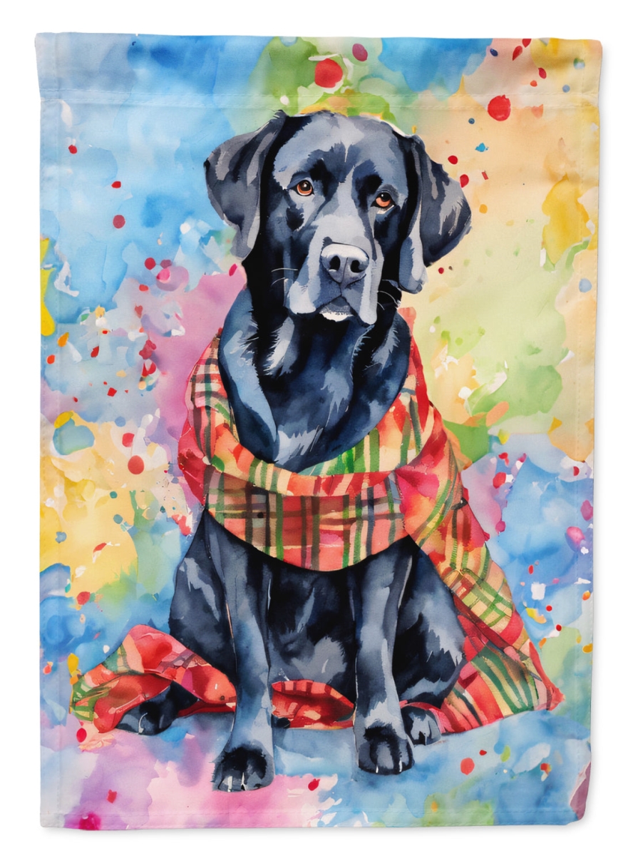 15.5 x 11.25 in. Unisex Black Labrador Retriever Christmas Polyester Fabric Garden Flag