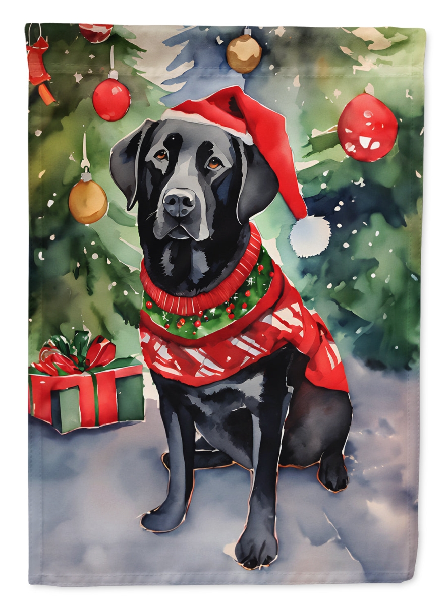 15.5 x 11.25 in. Unisex Black Labrador Retriever Christmas Polyester Fabric Garden Flag