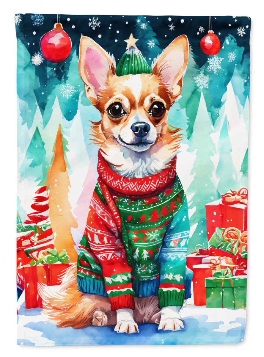 DAC3420CHF 40 x 28 in. Chihuahua Christmas Polyester House Flag