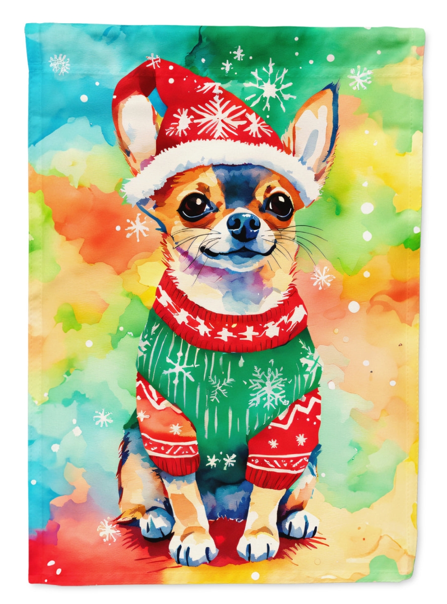 DAC3421CHF 40 x 28 in. Chihuahua Christmas Polyester House Flag