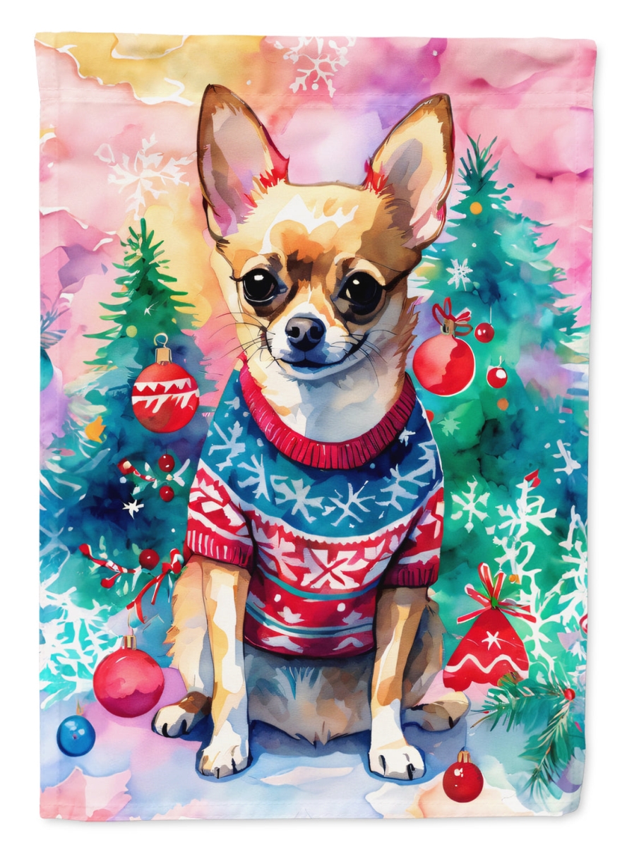 DAC3422CHF 40 x 28 in. Chihuahua Christmas Polyester House Flag