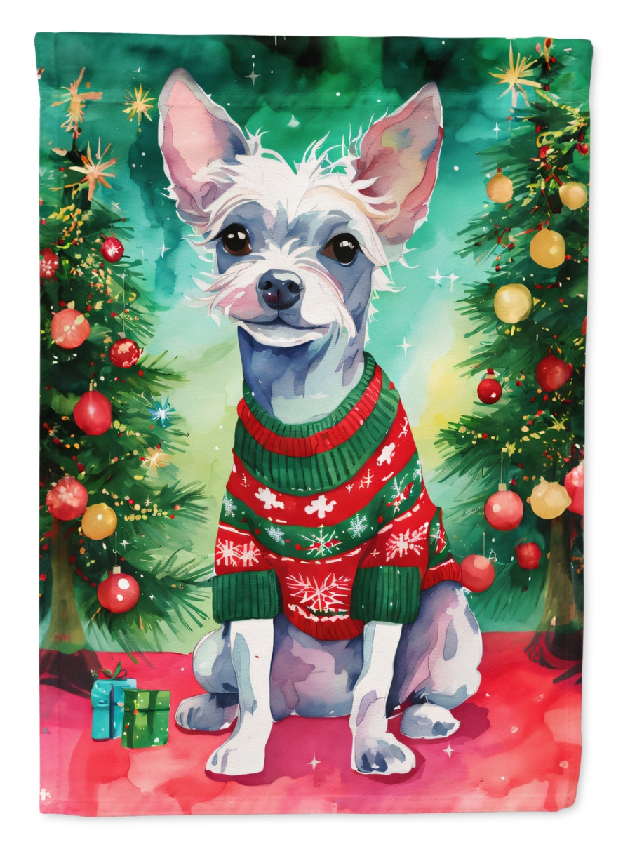 DAC3425CHF 40 x 28 in. Chinese Crested Christmas Polyester House Flag