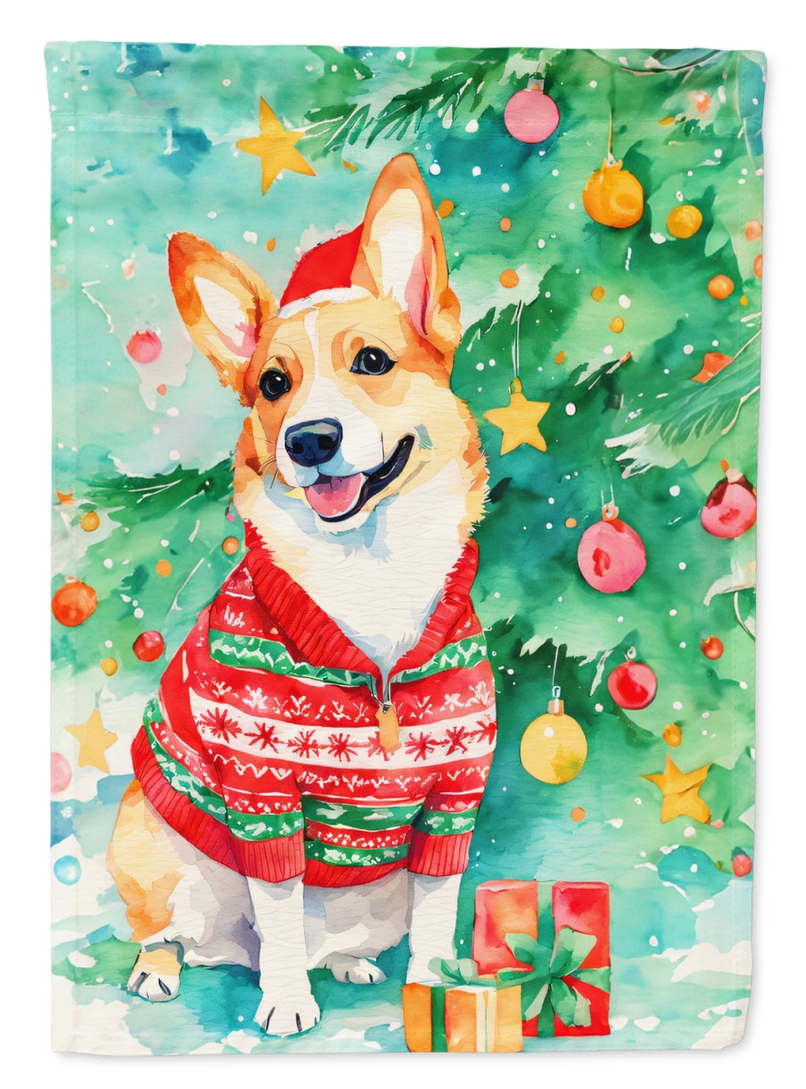 DAC3428CHF 40 x 28 in. Corgi Christmas Polyester House Flag