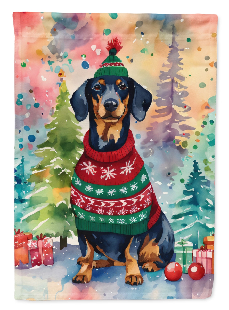 DAC3432CHF 40 x 28 in. Dachshund Christmas Polyester House Flag
