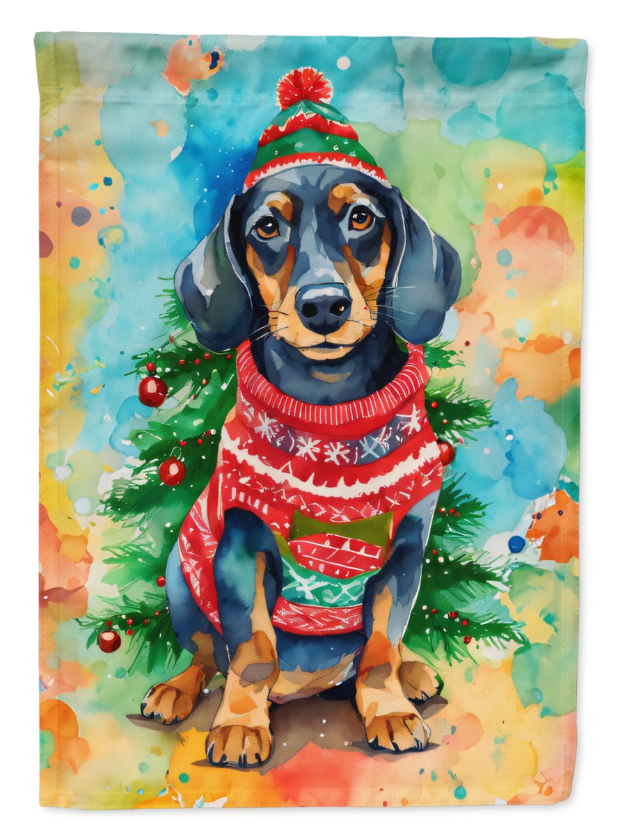 DAC3433CHF 40 x 28 in. Dachshund Christmas Polyester House Flag