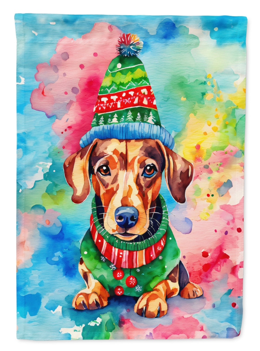 DAC3434CHF 40 x 28 in. Dachshund Christmas Polyester House Flag