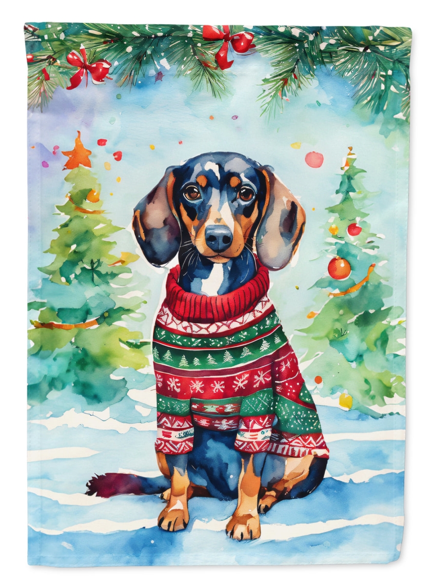 DAC3435CHF 40 x 28 in. Dachshund Christmas Polyester House Flag