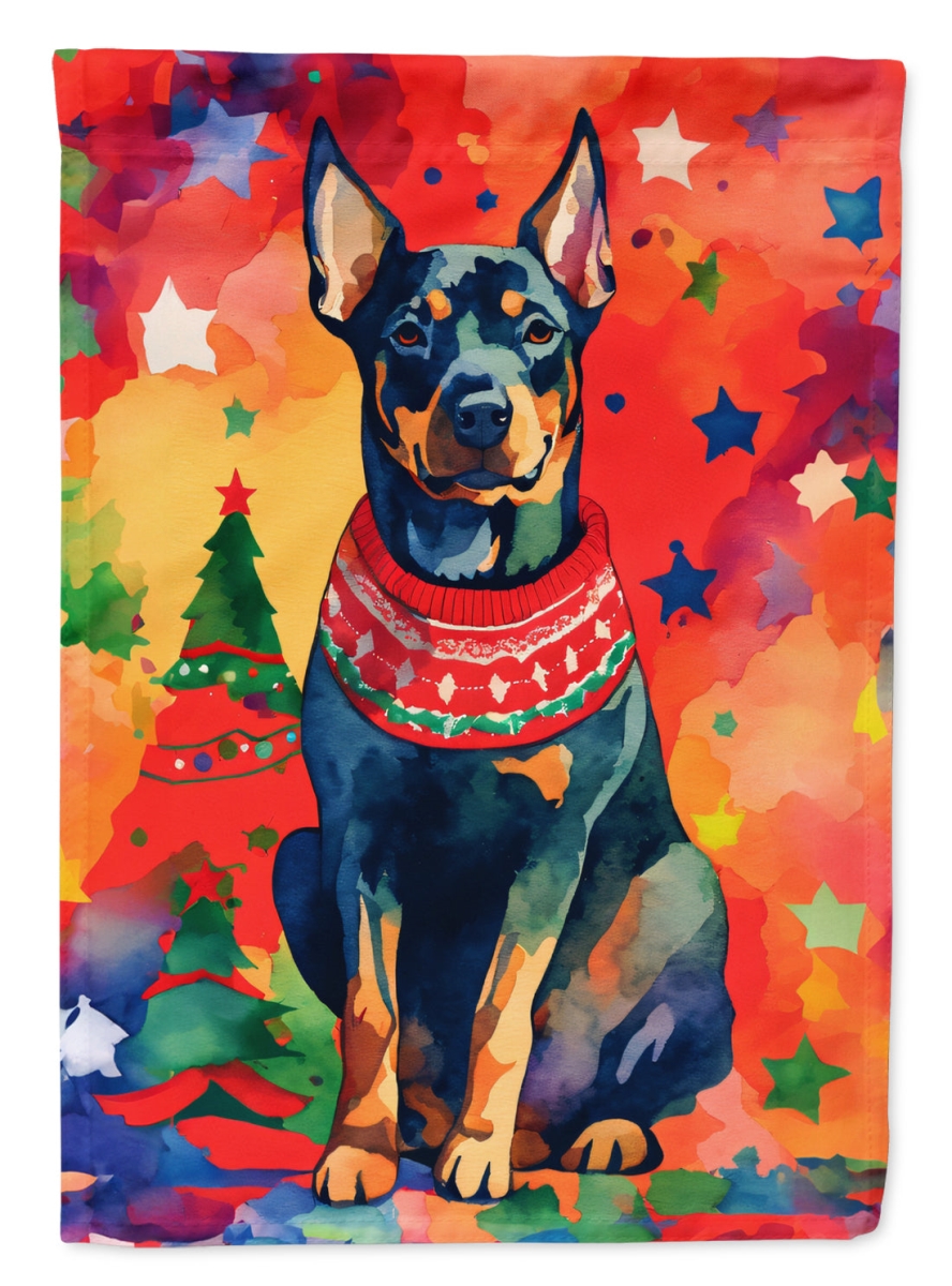 DAC3439CHF 40 x 28 in. Doberman Pinscher Christmas Polyester House Flag
