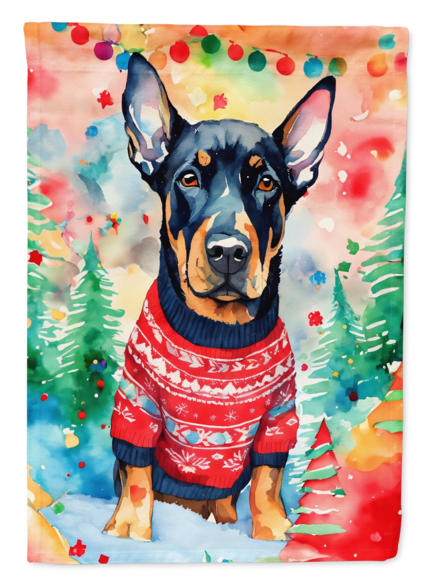 DAC3440CHF 40 x 28 in. Doberman Pinscher Christmas Polyester House Flag