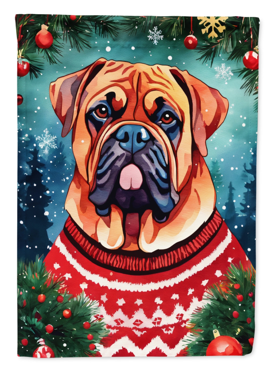 DAC3441CHF 40 x 28 in. Dogue de Bordeaux Christmas Polyester House Flag