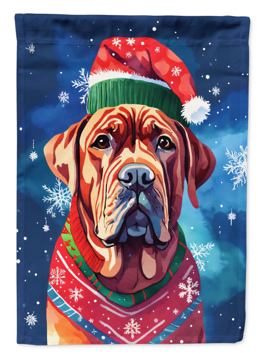 DAC3442CHF 40 x 28 in. Dogue de Bordeaux Christmas Polyester House Flag