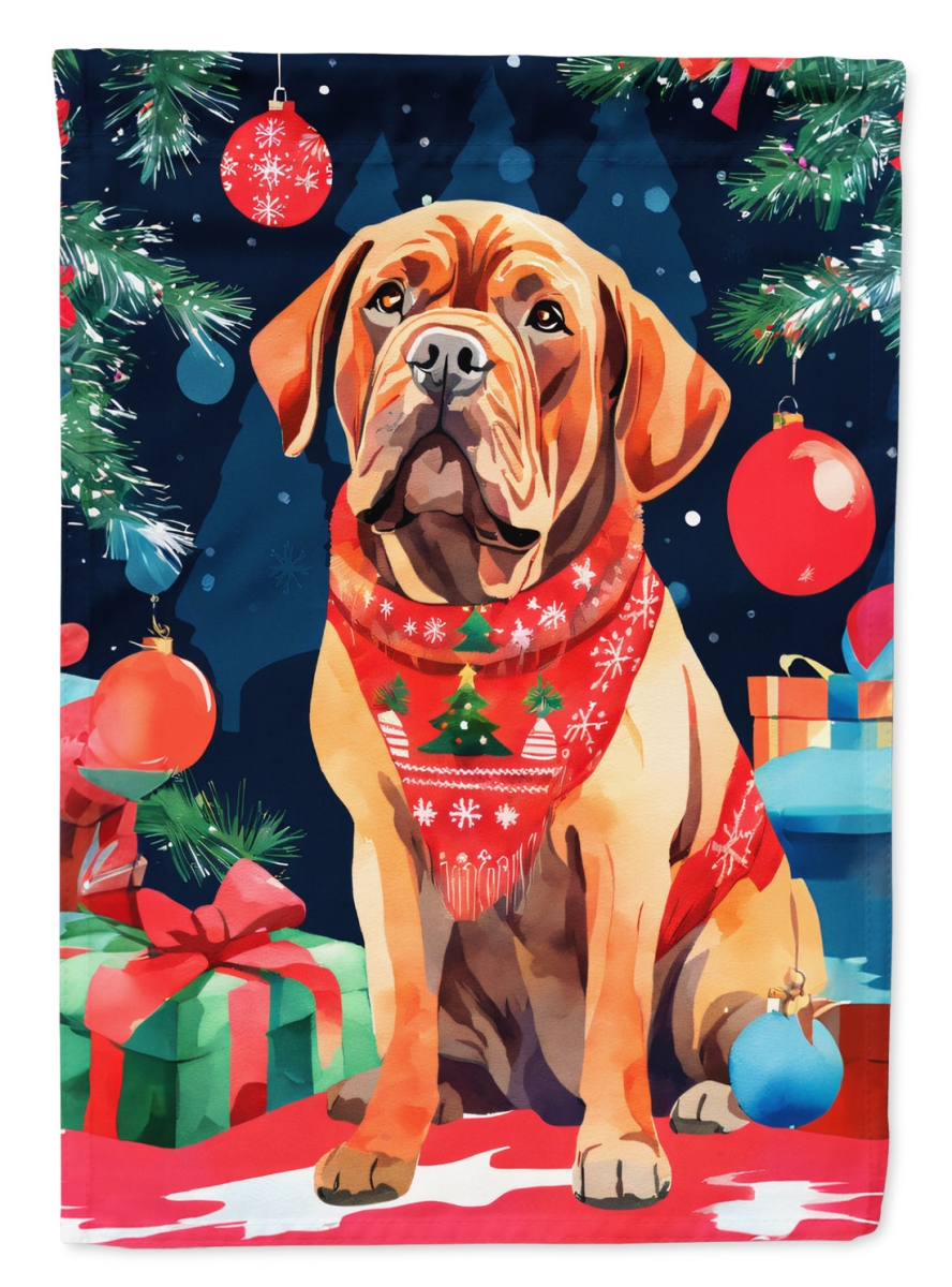 DAC3443CHF 40 x 28 in. Dogue de Bordeaux Christmas Polyester House Flag