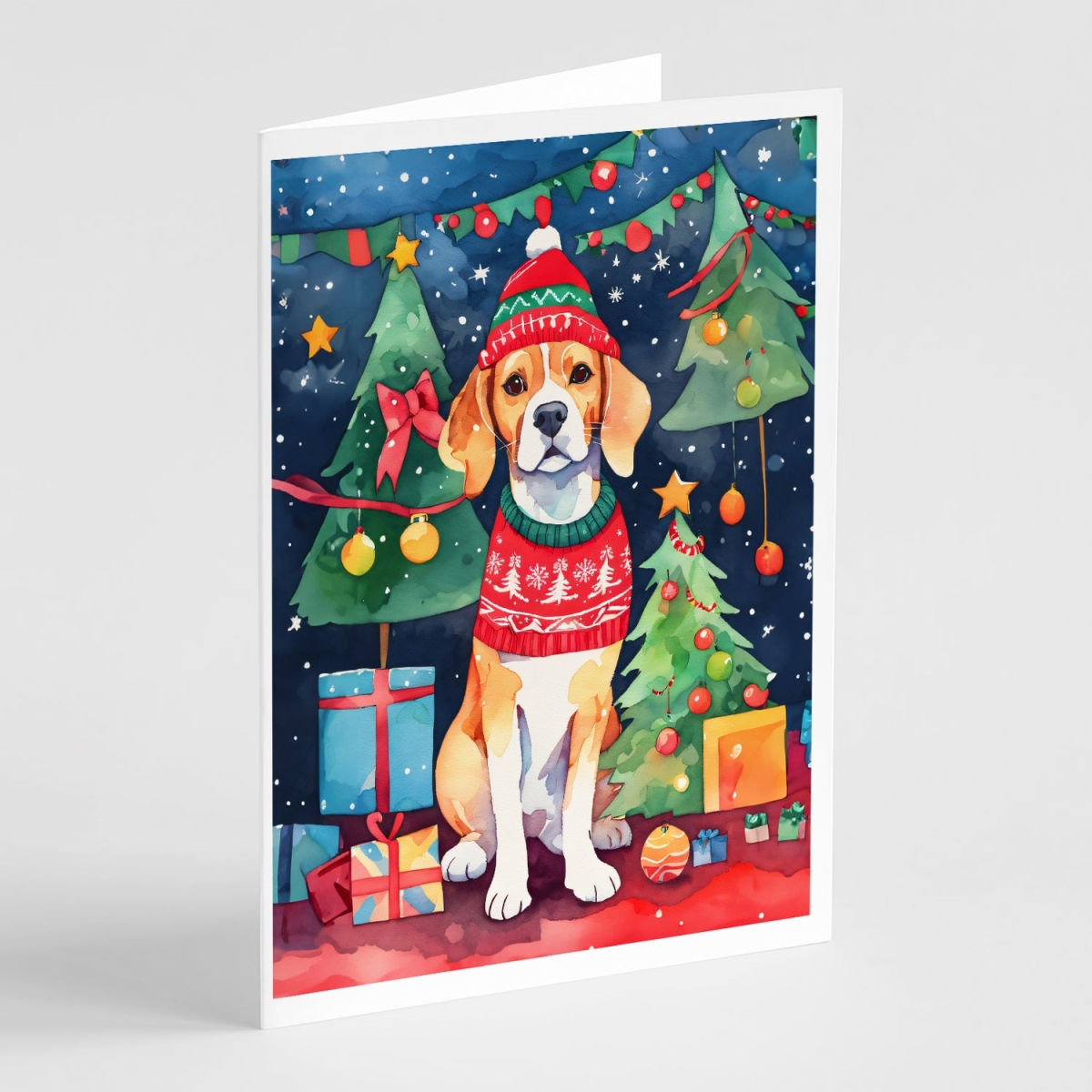 5 x 7 in. Unisex Beagle Christmas Greeting Cards - Pack of 8