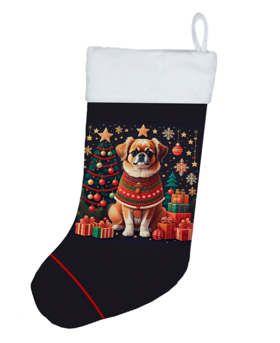18 x 13.5 in. Unisex Tibetan Spaniel Polyester Christmas Stocking