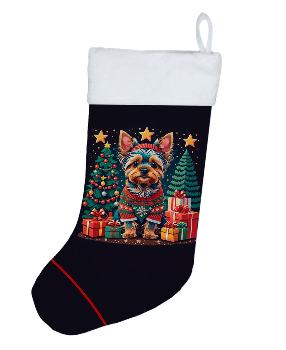 Picture of Carolines Treasures DAC1166CS 18 x 13.5 in. Unisex Yorkie Yorkshire Terrier Polyester Christmas Stocking