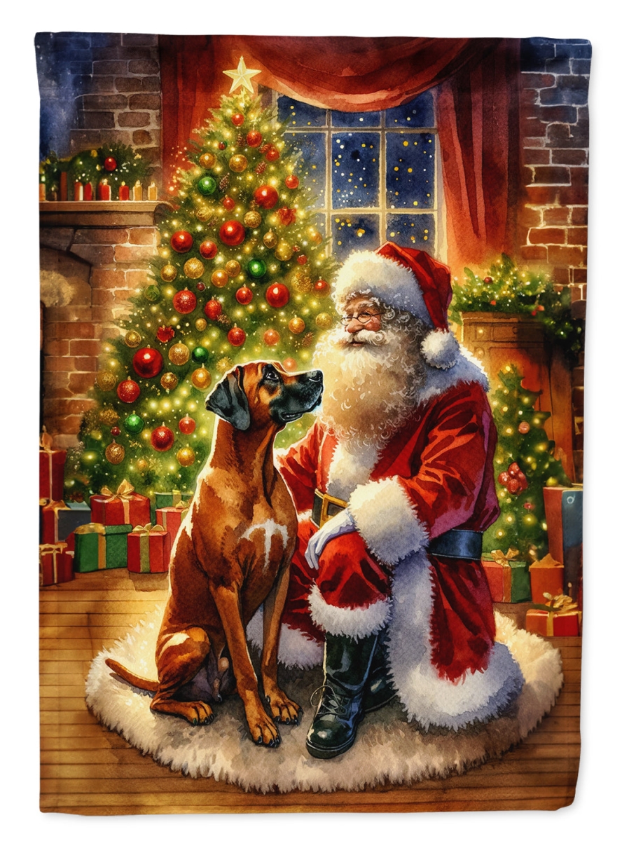 DAC4150GF 15.5 x 11.25 in. Rhodesian Ridgeback & Santa Claus Polyester Fabric Garden Flag